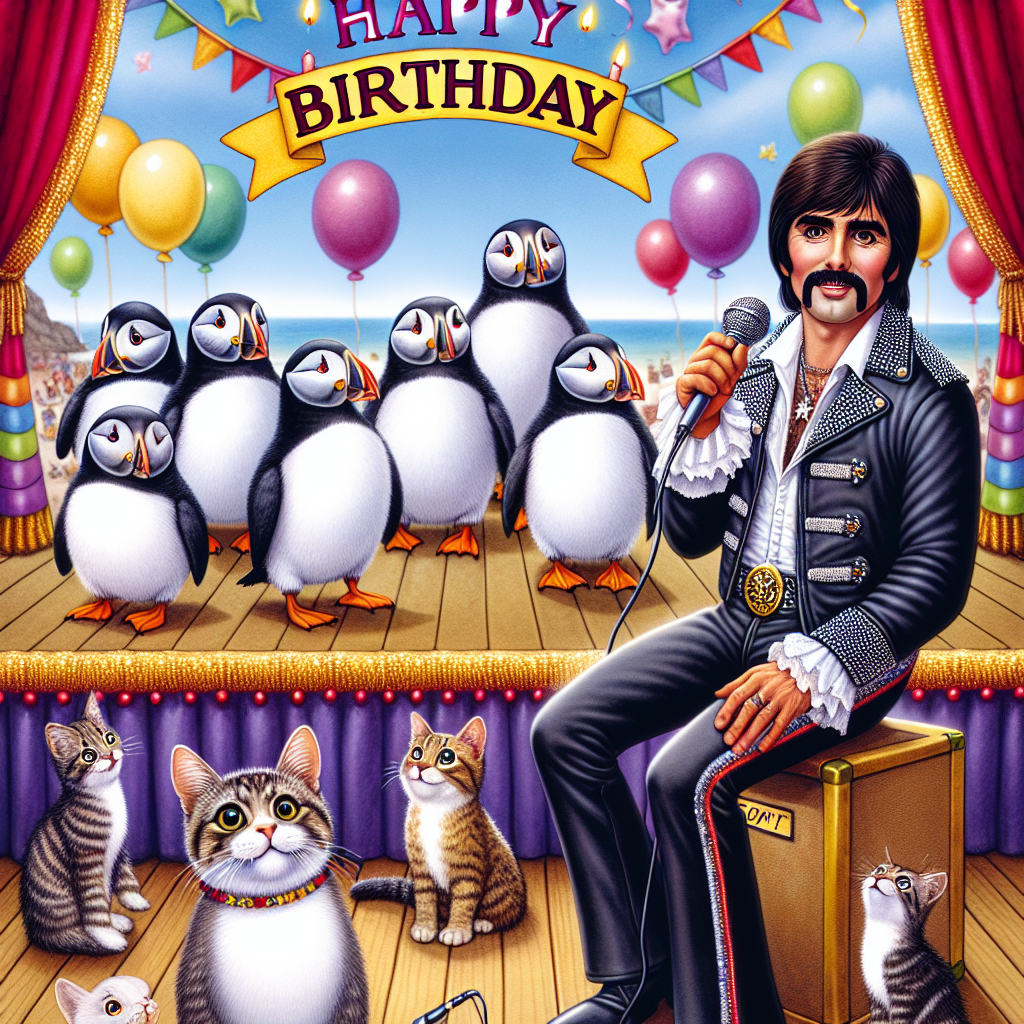 Puffins, Cats, and Freddie Mercury Birthday Card