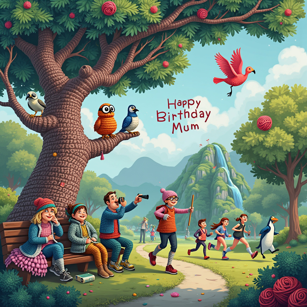 Crochet, Birdwatching, and Marathons Birthday Card