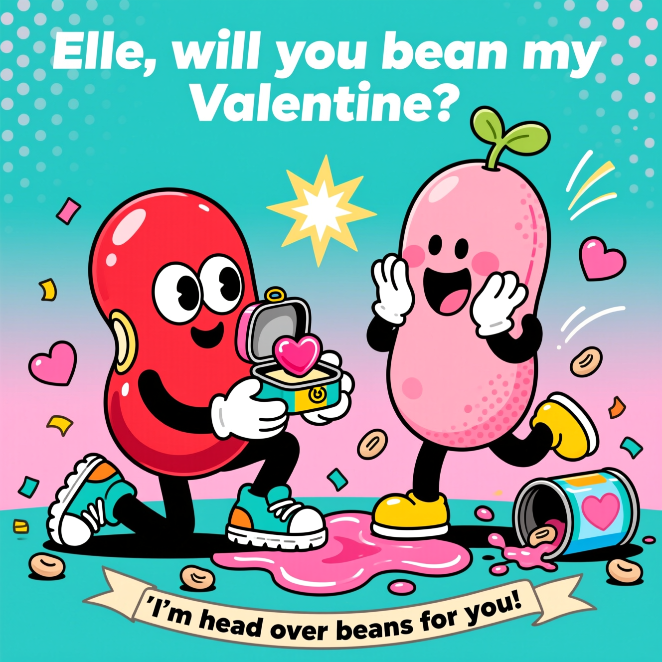 “Will you bean my valentine”, and Valentines-day Card