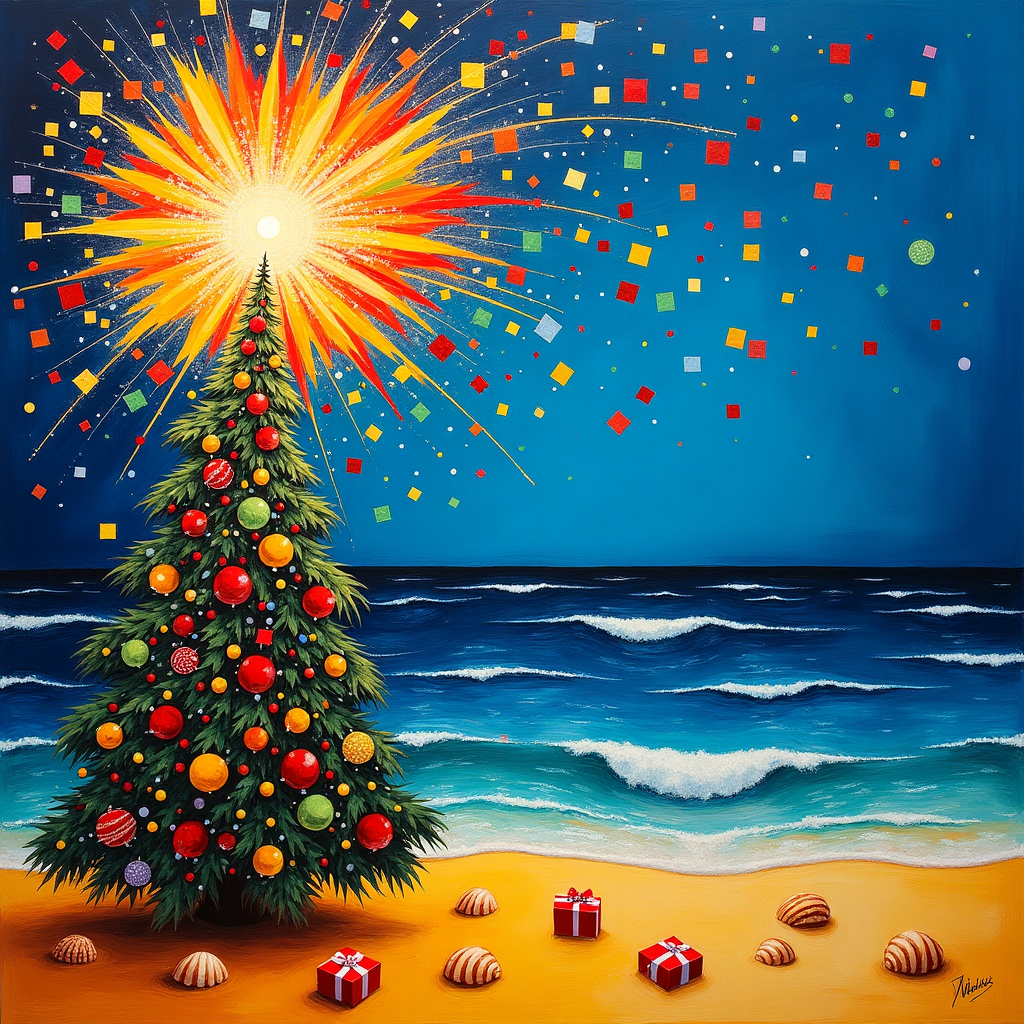 Fireworks florida beach christmas Christmas Card