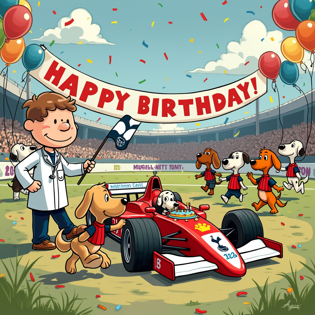 Dogs, Tottenham hotspur, F1, and Doctor Birthday Card
