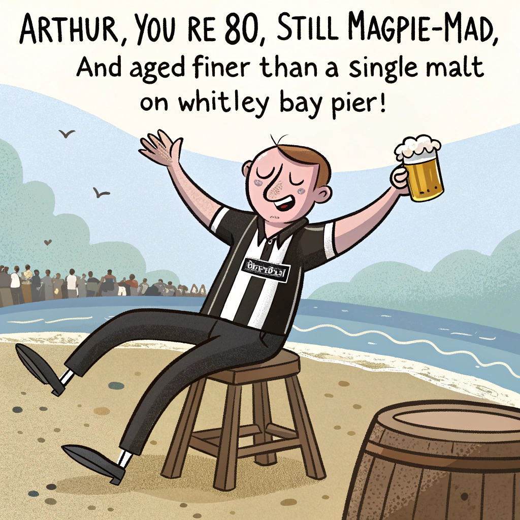 Newcastle United Football Club, Beer, Whitley Bay, Tynemouth, 80, and Whisky Birthday Card