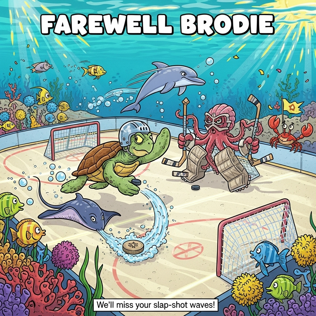 Ocean, coral reef, hockey, and Farewell Card