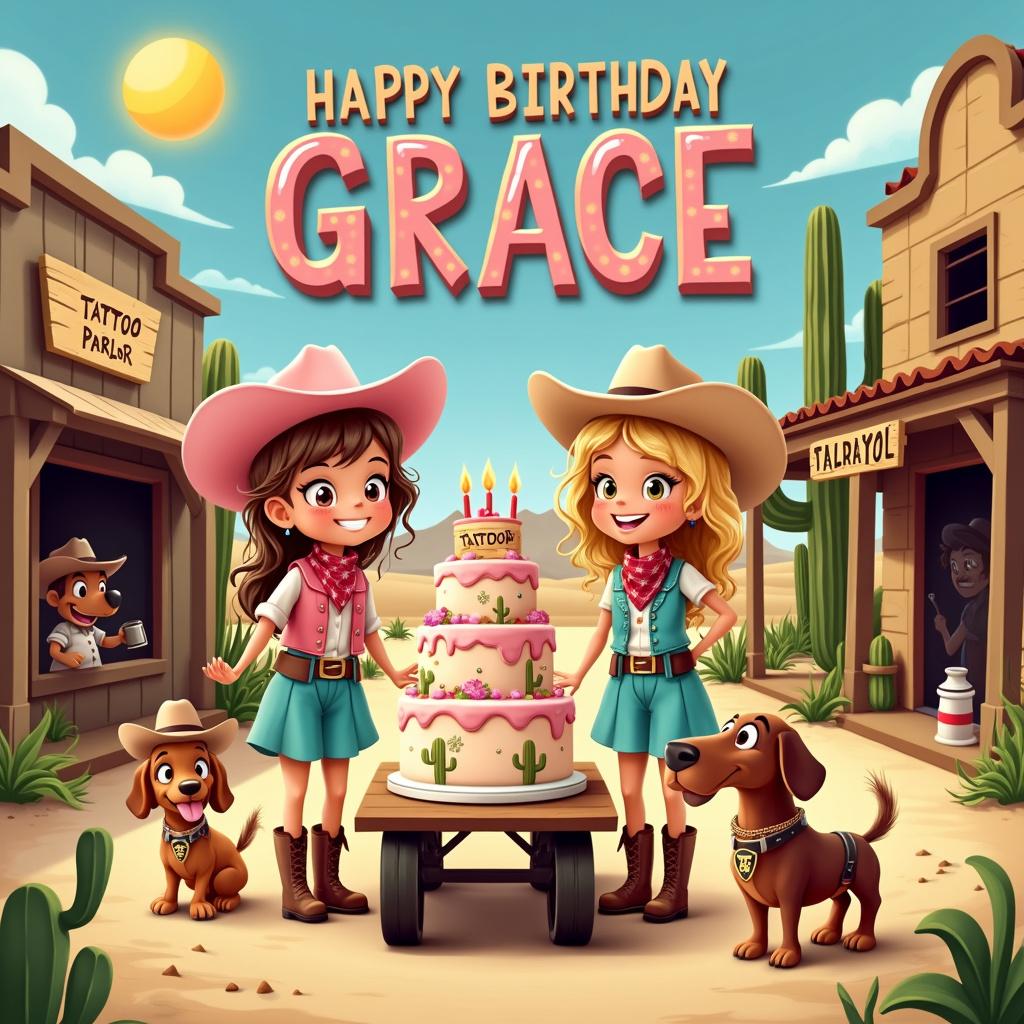 Blonde and brunette sisters, Dachshunds , Cowboys , Tattoos, and Funny Birthday Card