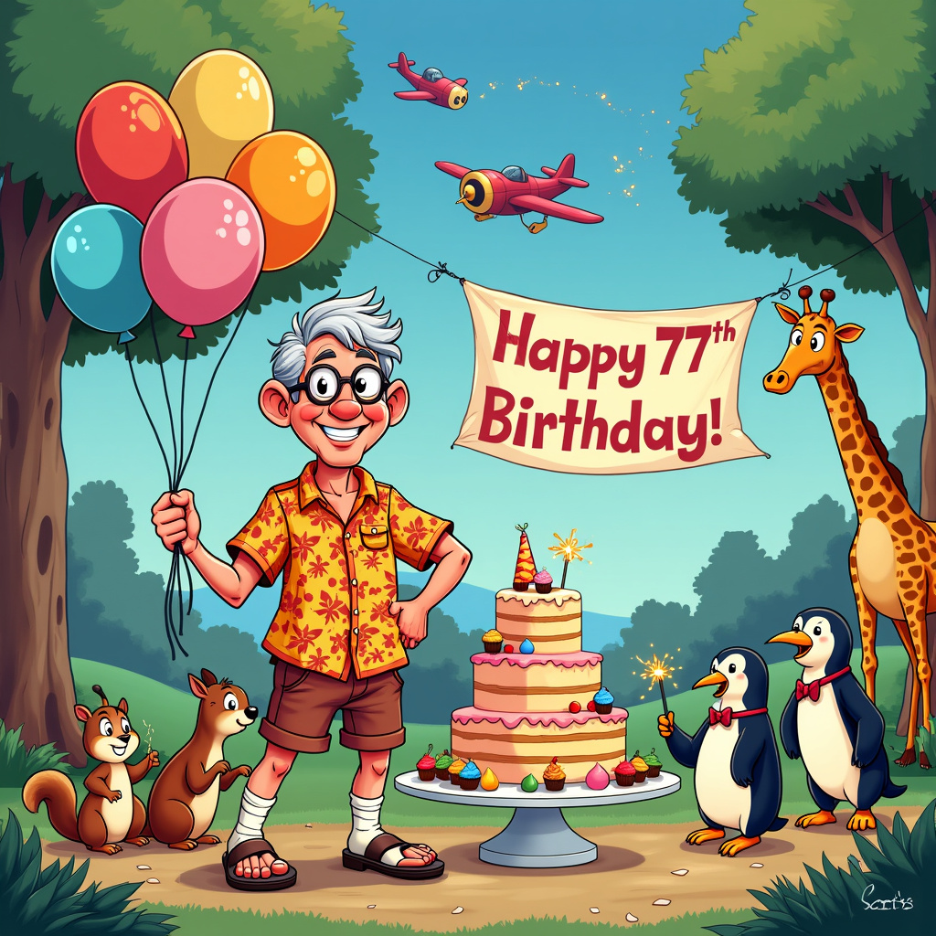 Male, 77 Years, and Funny Birthday Card