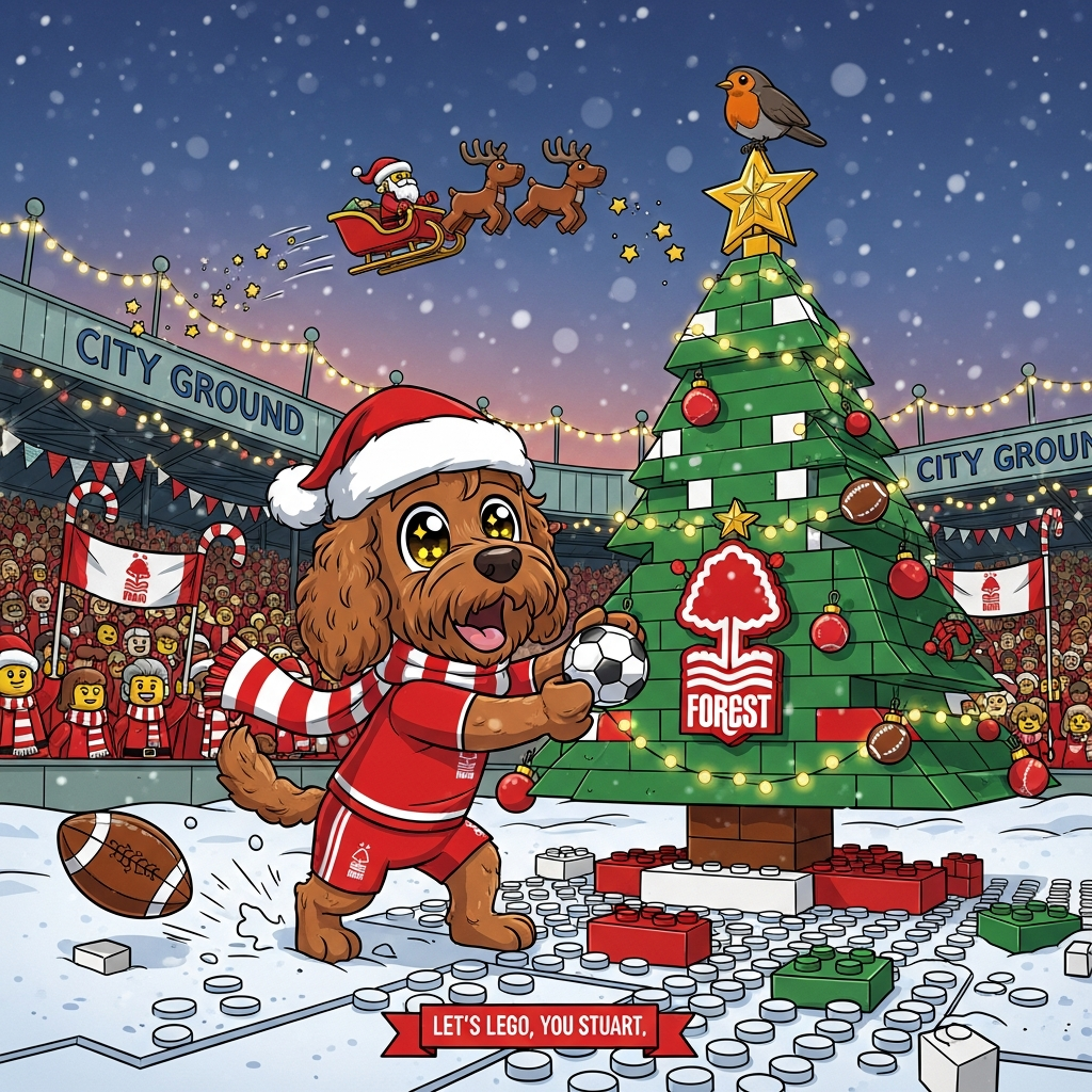 Nottingham forest Football club, Lego , Cockapoo, and Christmas Card