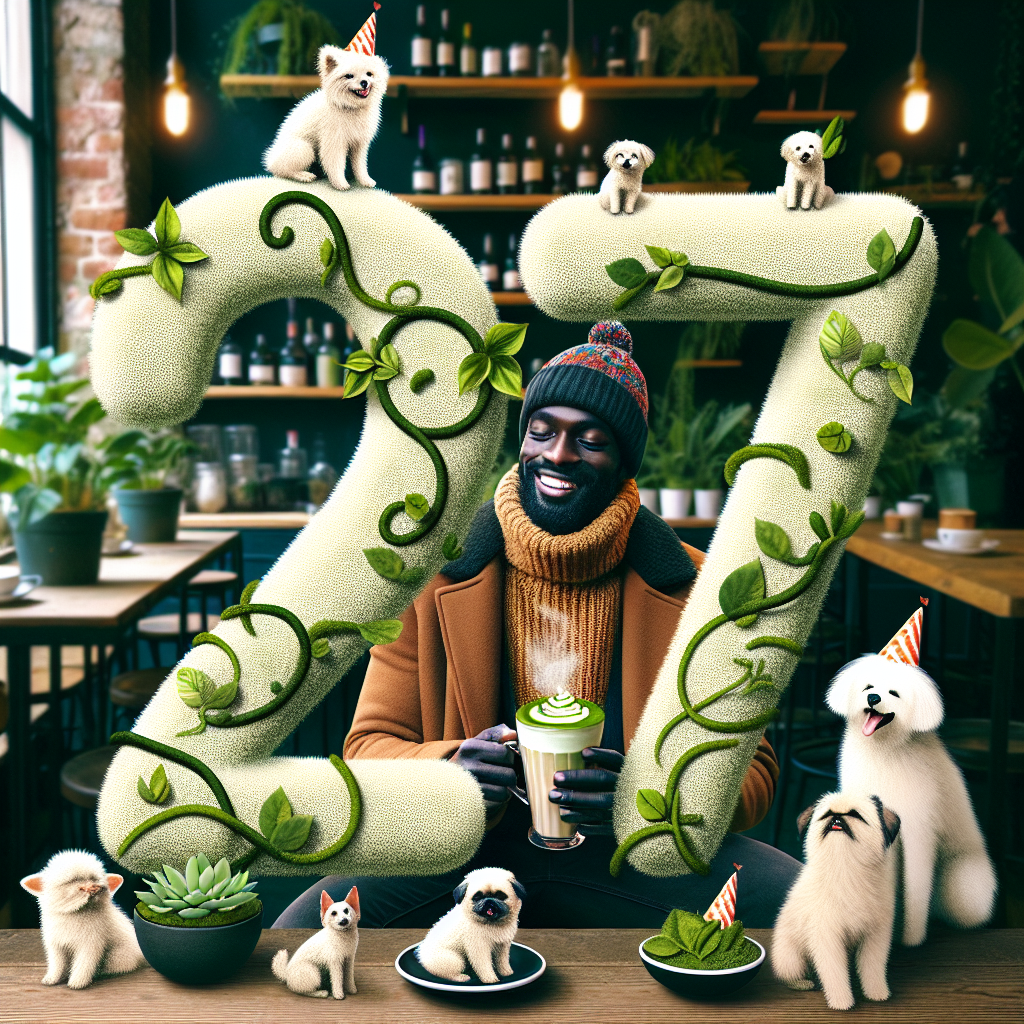 Matcha latte , Black men, White crusty dogs, Plants, and 27 Birthday Card