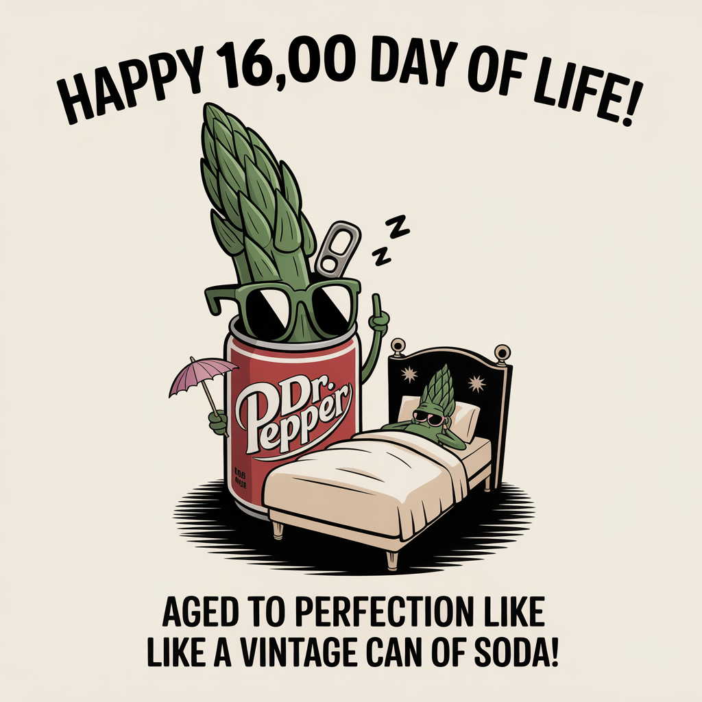 Asparagus, Diet Dr. Pepper, dark rooms to sleep in, , and Birthday Card