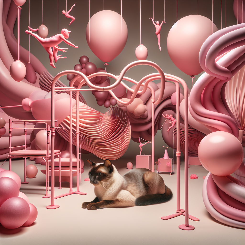 Burmese cat, Pink, and Gym Birthday Card