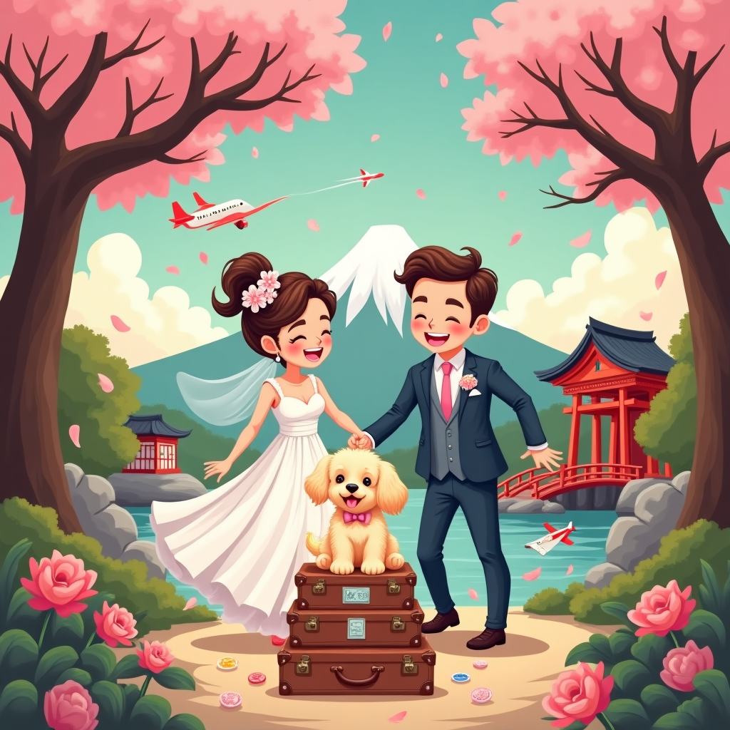 Travel, japan, cockapoo dog, and Wedding Card