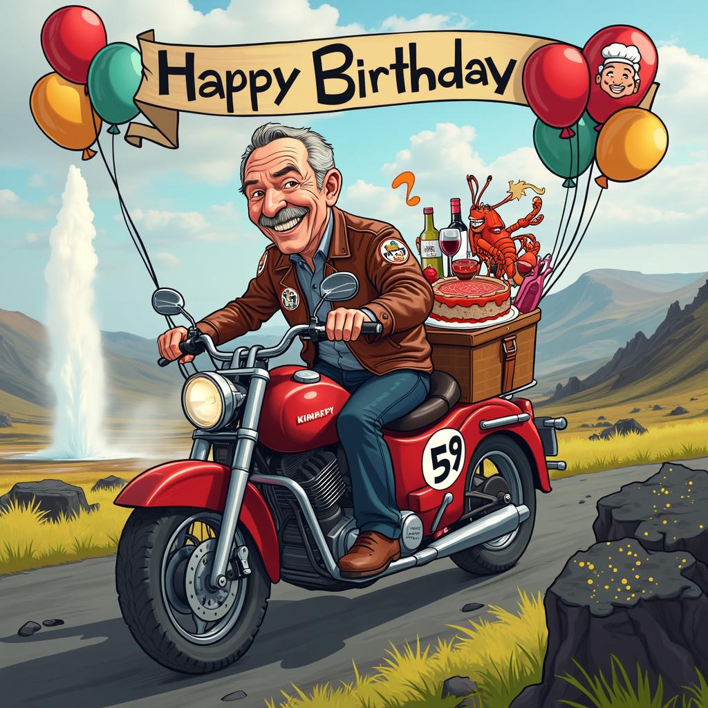 Motorbike , Iceland, Gastro, Wine, and 59 man Birthday Card