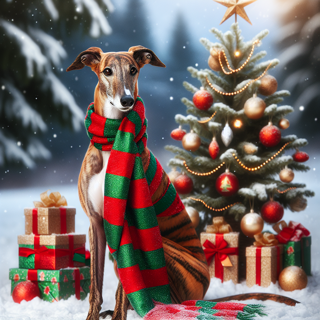 Red brindle greyhound Christmas Card