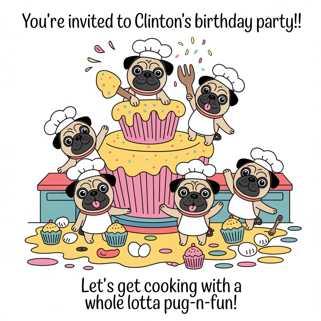 Pugs, , Cooking, and Birthday Card