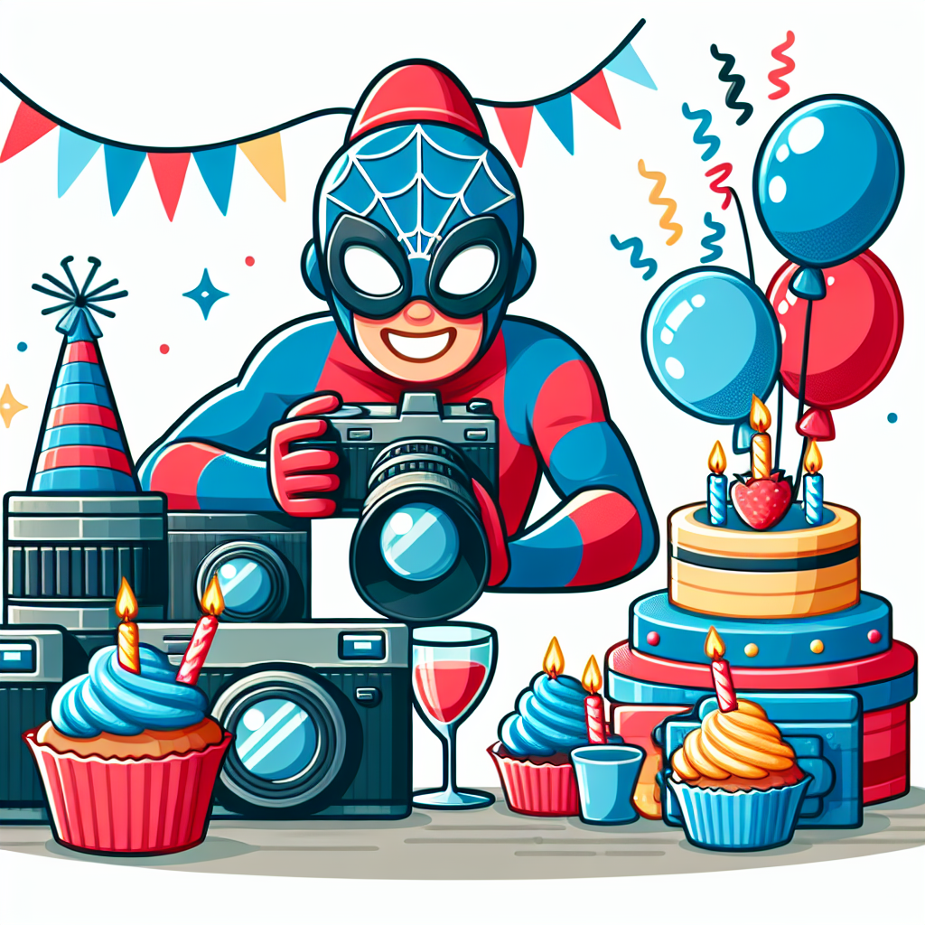 Photography, camera, filming, Spectacles, glasses, and Spiderman Birthday Card