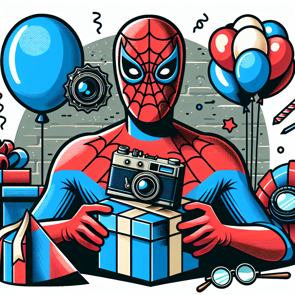 Photography, camera, filming, Spectacles, glasses, and Spiderman Birthday Card