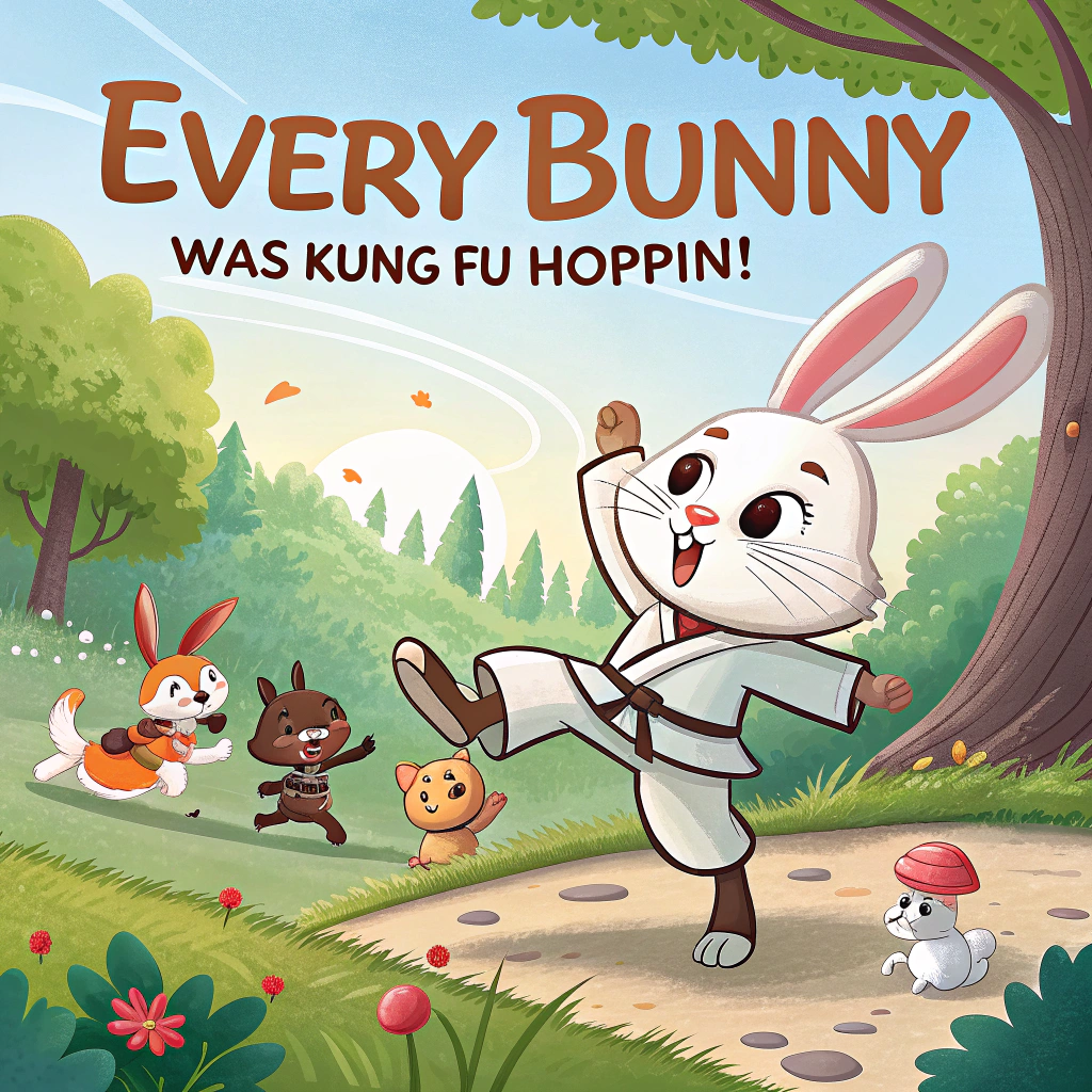 T is a bright, sunny April morning and a rabbit is bouncing along a forest path Easter Card