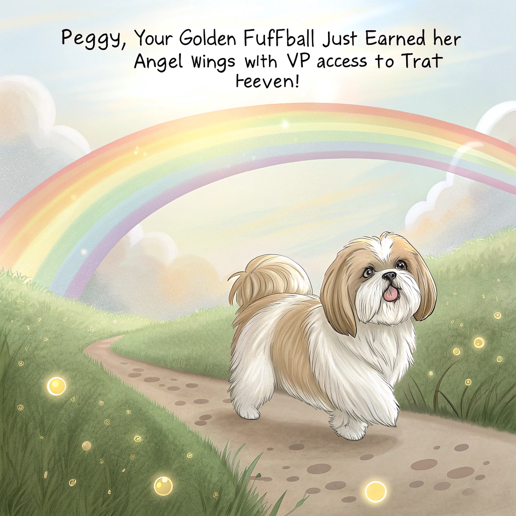 Gold and white shi tzu crossing the rainbow bridge Sympathy Card