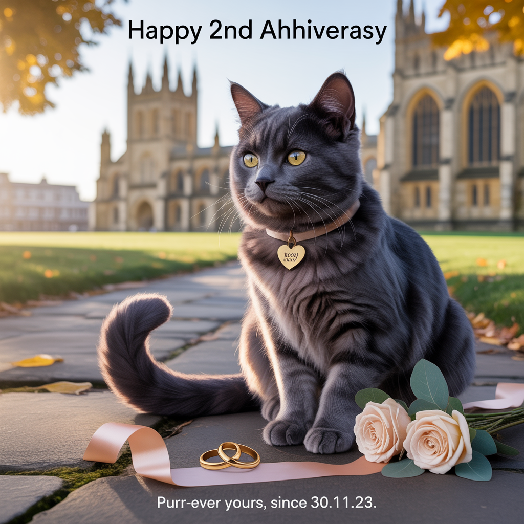 2nd Anniversary, 30.11.23, Canterbury Cathedral, Black cat, and Anniversary Card