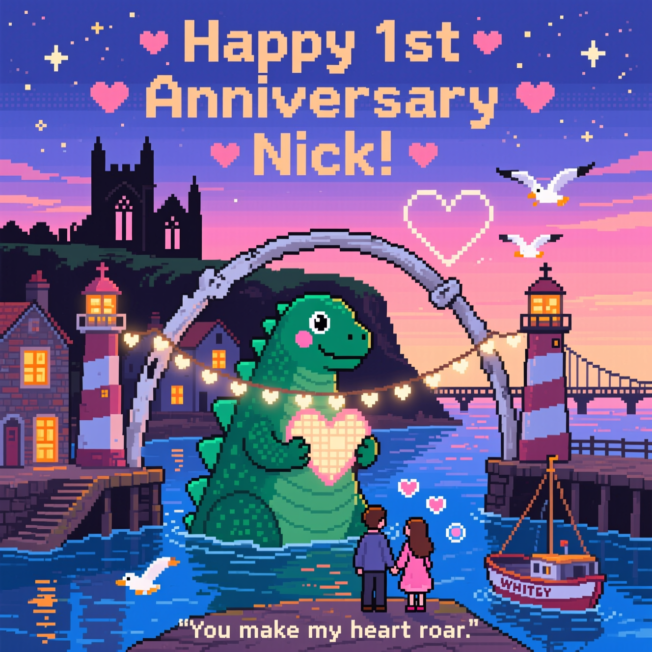 Whitby, Godzilla, and Anniversary Card