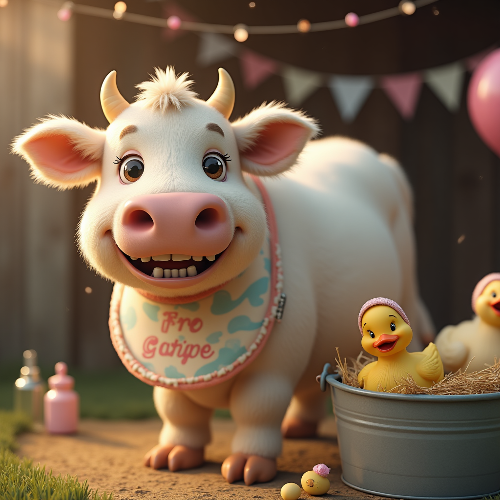 Silly Duck, FAT Cow, Smiling Duck With human teeth , and New-baby Card