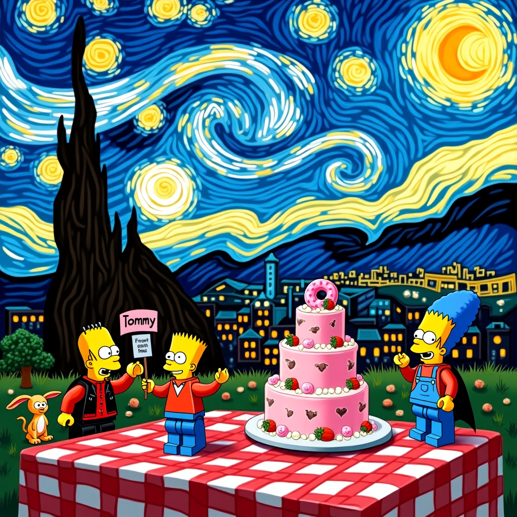 Twin peaks, Lego, Horror movies, The simpsons, and Starry night Birthday Card
