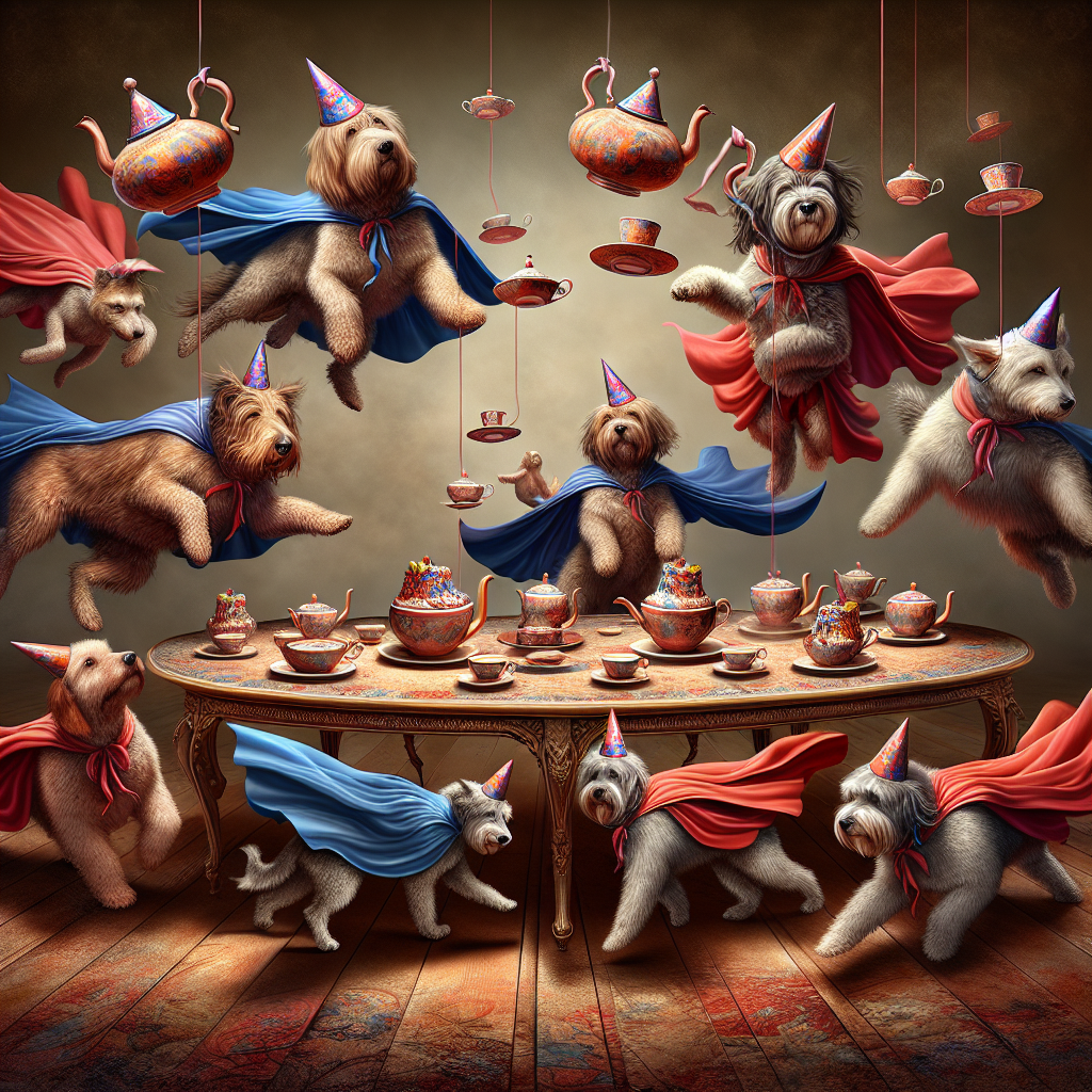 Dogs in capes, and Tea Birthday Card