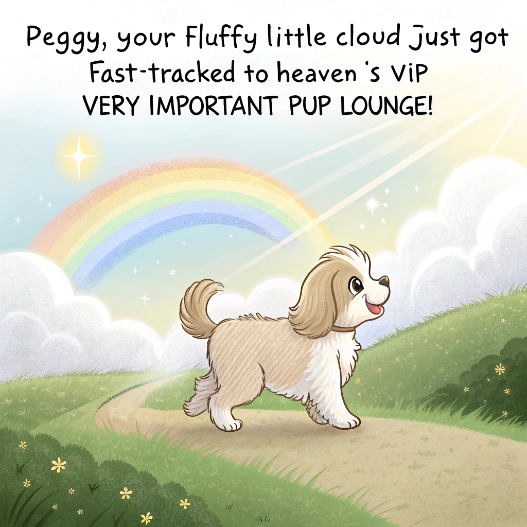 Gold and cream shi tzu going over the rainbow bridge Sympathy Card