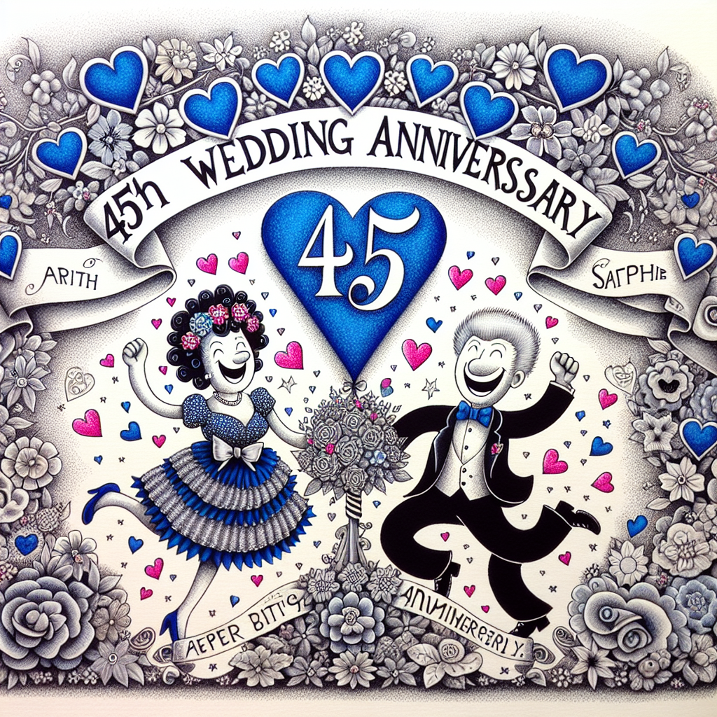45th Wedding Anniversary Banner Anniversary Card