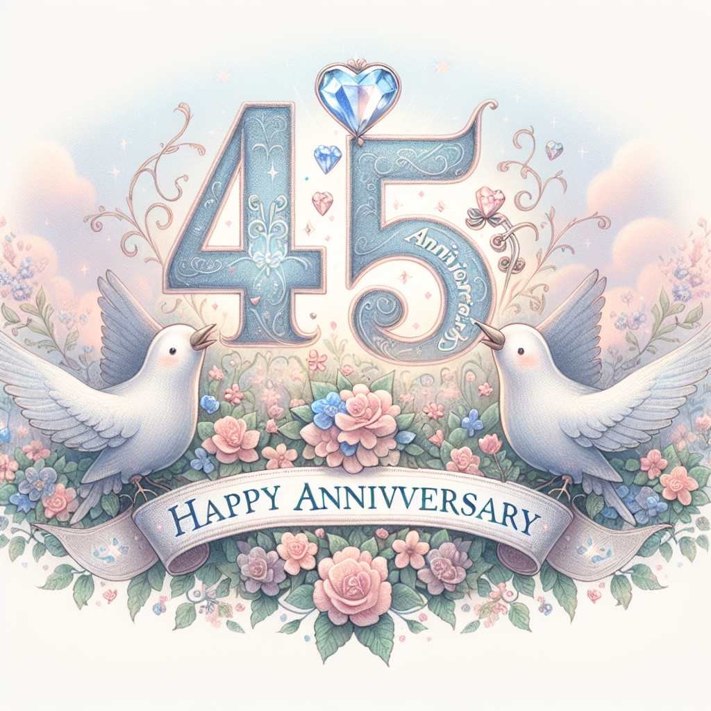 45th Wedding Anniversary Banner Anniversary Card