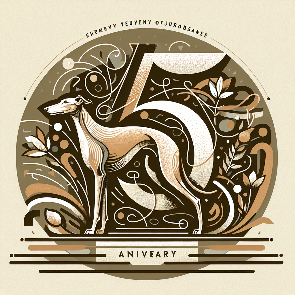 Create an image portraying the 5th wedding anniversary symbolized by a graceful design incorporating a light brown lurcher, a dog breed renowned for its loyalty. This design is to signify the joyous journey of a couple's past five years together. Surround the dog with dancing abstract shapes and lines, each symbolizing different facets of the couple's life together, such as adventure, love, challenges, and triumphs. Utilize muted color tones throughout the artwork to underscore the feelings of stability and comfort that coincide with half a decade of marriage.
Generated with these themes: 5th wedding anniversary, and Light brown lurcher.
Made with ❤️ by AI.