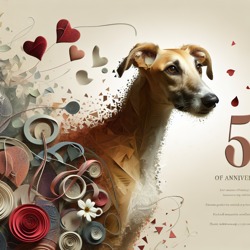 5th wedding anniversary, and Light brown lurcher Anniversary Card