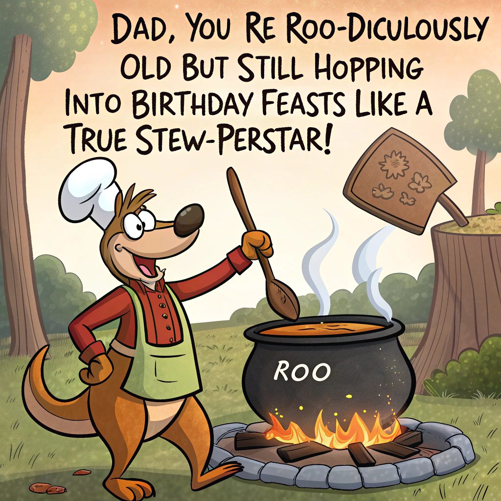 As much as Tigger missed Roo, he sure loved the kangaroo stew. Birthday Card