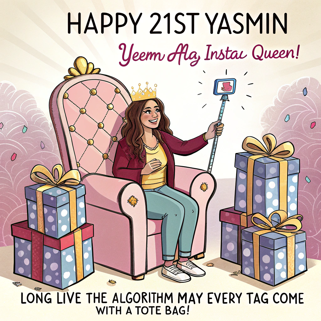 Yasmin Yemaia loves being the Instagram-Queen and getting freebies, and Birthday Card