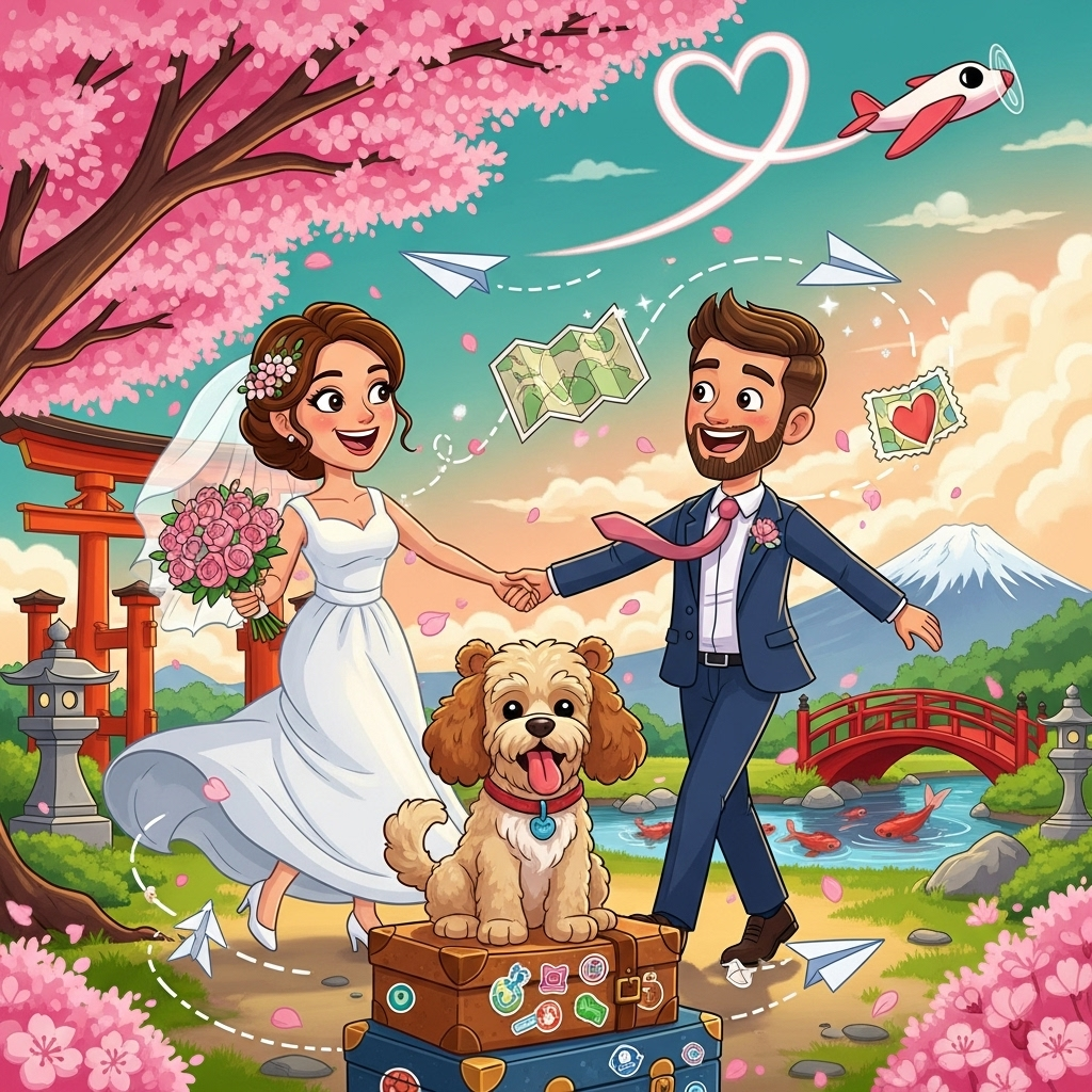 Travel, japan, cockapoo dog, and Wedding Card