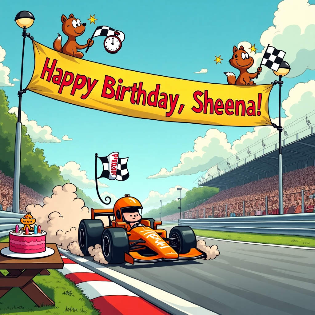 Lando Norris F1 cartoon Birthday Card