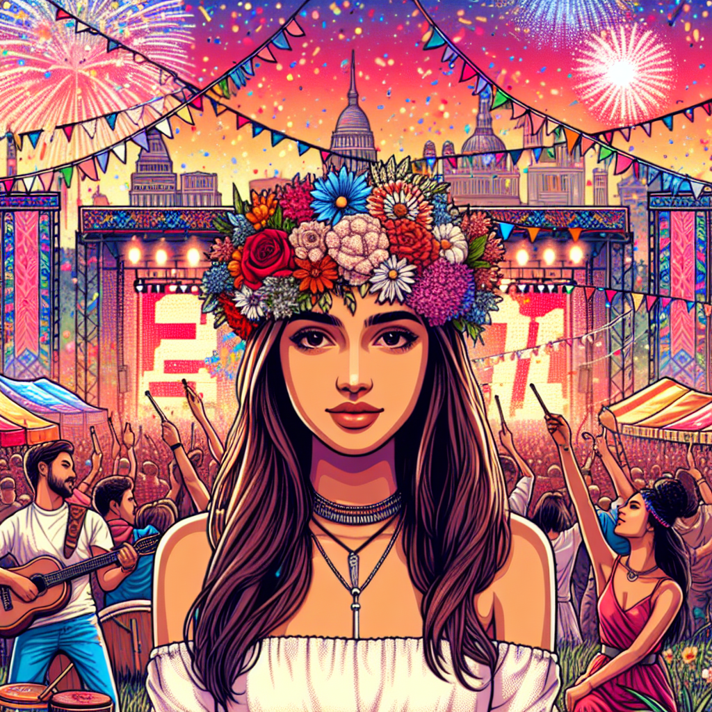 Generate an illustration of a young Middle-Eastern woman at a lively music festival, celebrating her 21st birthday. She is at the center of this scene, sporting a flower crown that creatively incorporates the number '21'. The surrounding atmosphere is filled with festival elements, including multicolored tents, fluttering flags, and various musical instruments, adding to the jubilant ambiance. Completing the scene is a skyline ablaze with fireworks, further emphasizing the celebratory nature of the occasion.
Generated with these themes: Daughter, 21st birthday , and Festivals .
Made with ❤️ by AI.