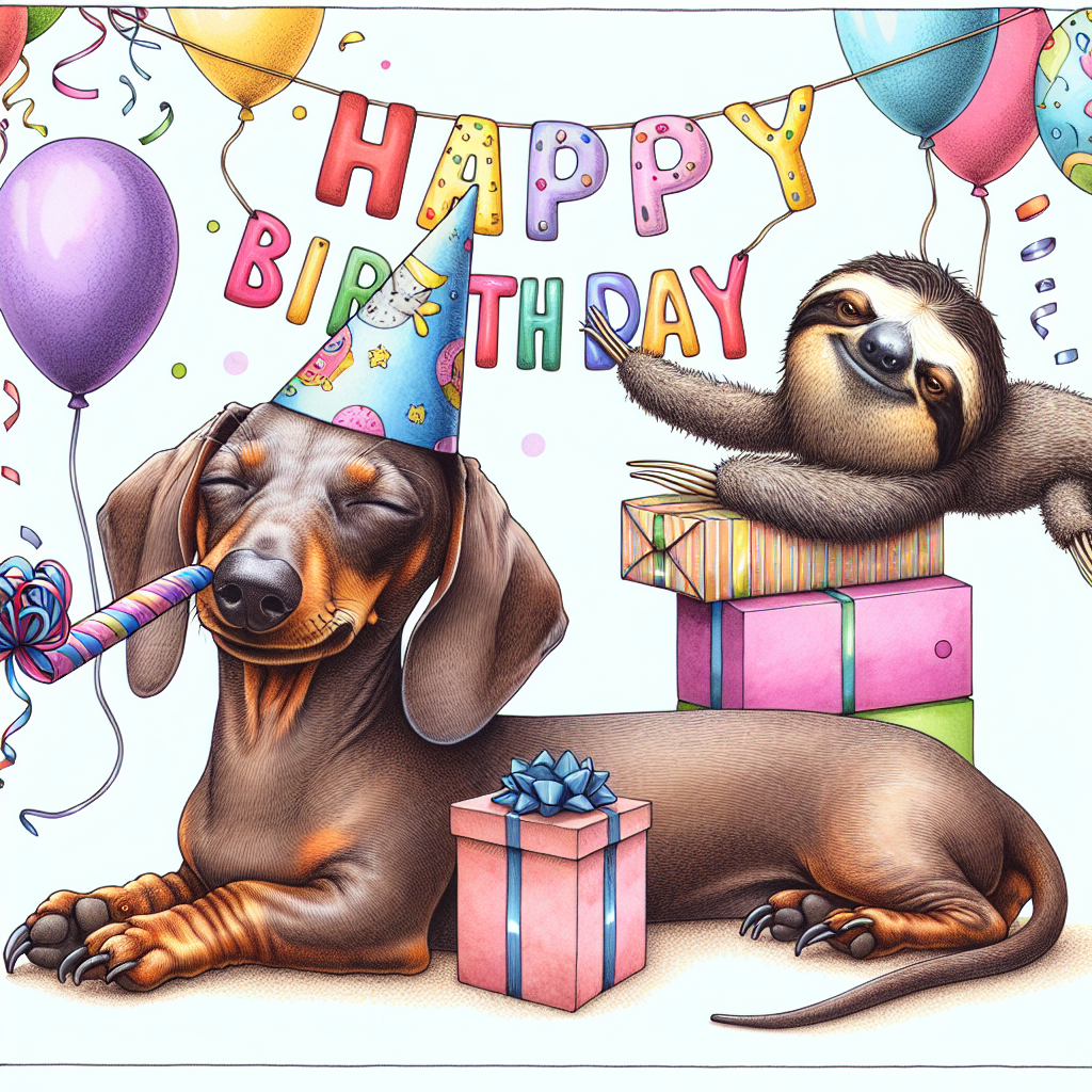 Sloth, Blob fish, and Sausage dog Birthday Card