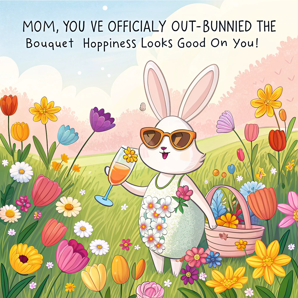 Flowers and bunnies Easter Card