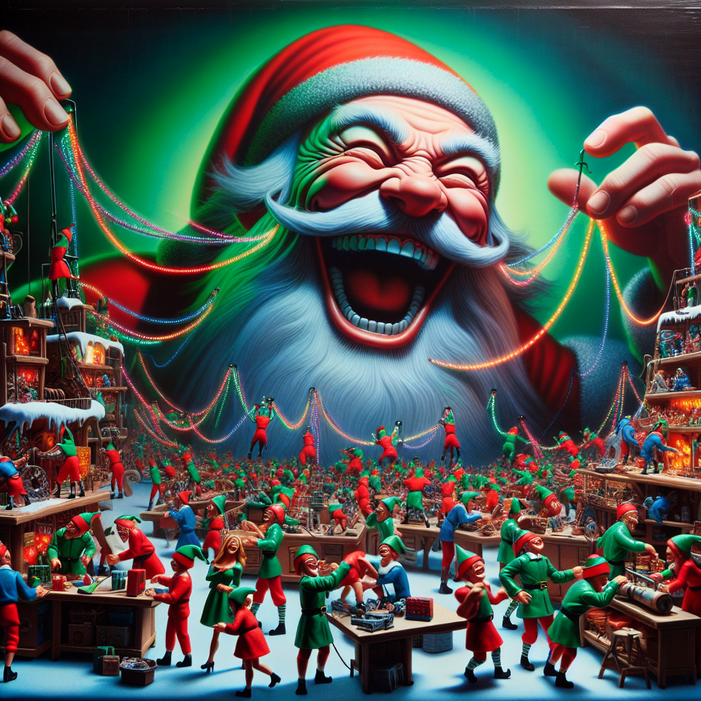 Santa Working Elves Like Slaves Christmas Card