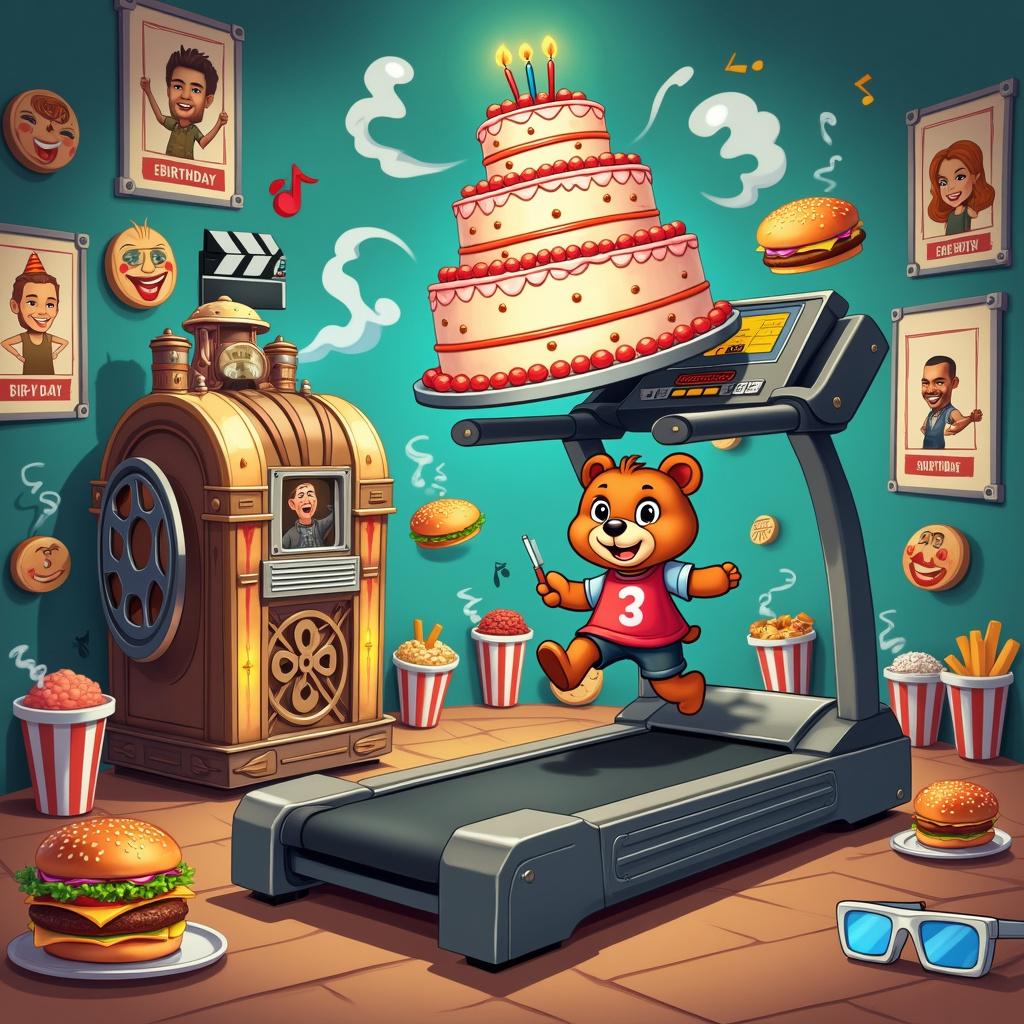 Fitness, Movies, Coffee, Food, and Music Birthday Card