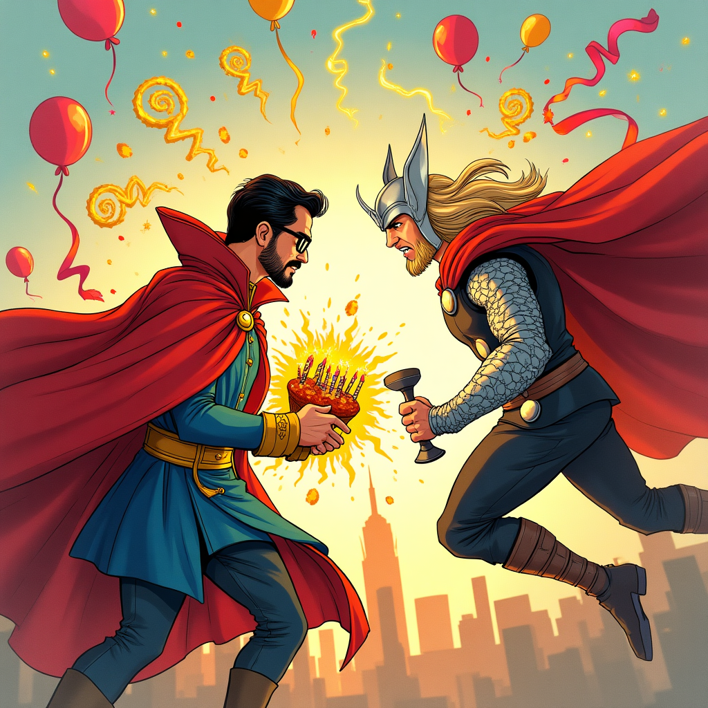 Dr Strange Marvel (Pakistani with black glasses) fighting , Fight scene , Thor Marvel, Fighting battle , and Birthday Card