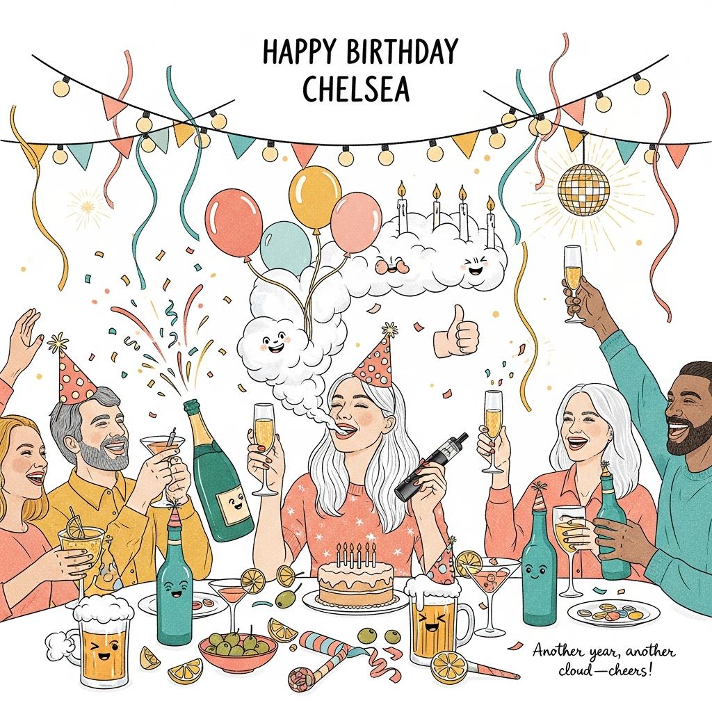 Alcohol , Party, Vape, and Birthday Card