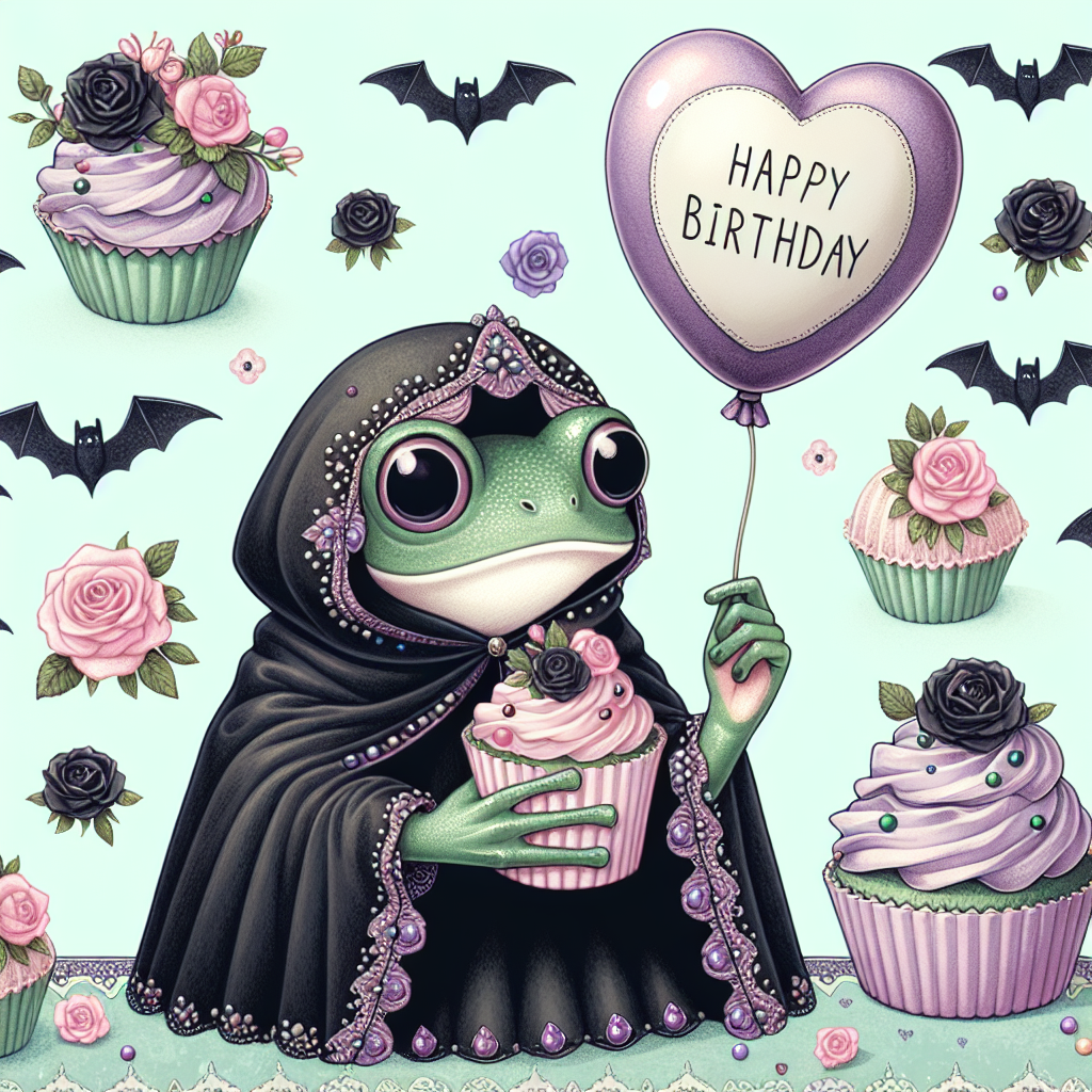 Goth frog Birthday Card