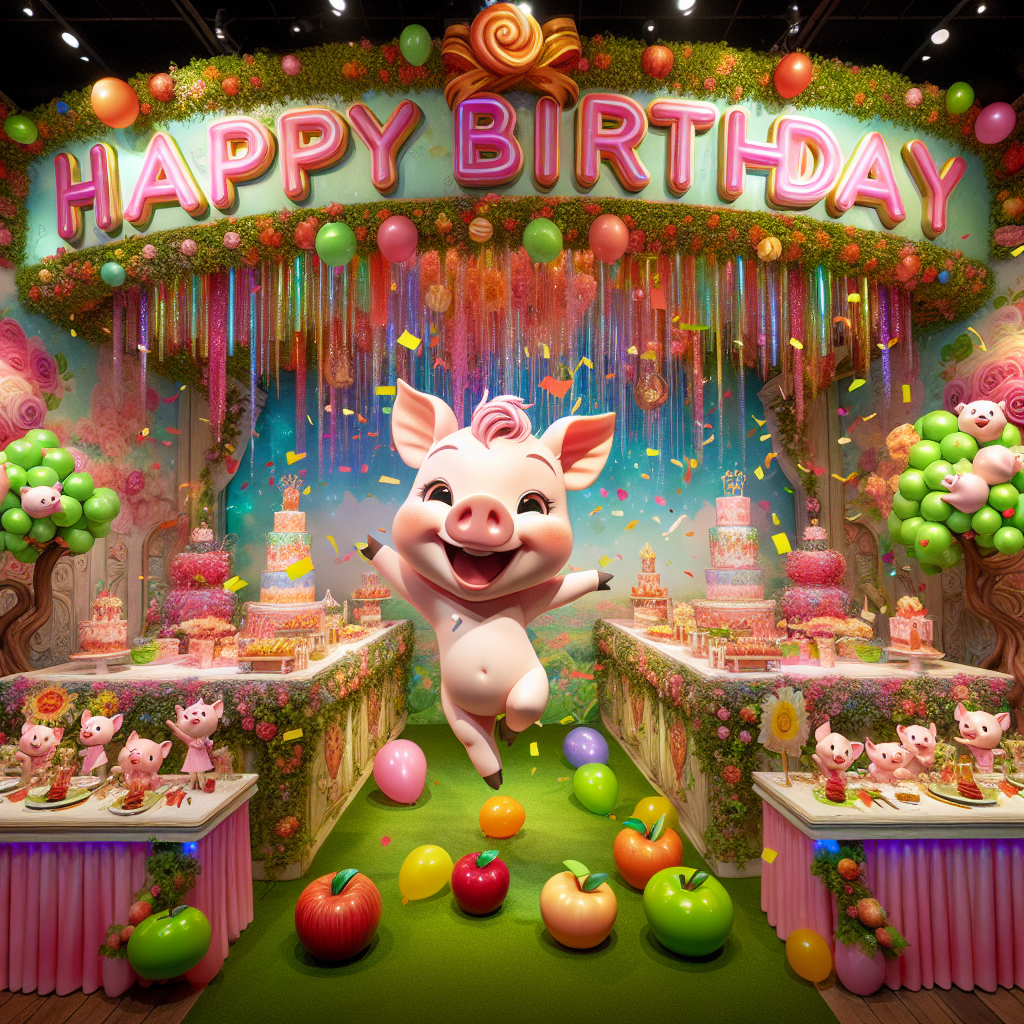 Peppa pig, Apples, and Peas Birthday Card