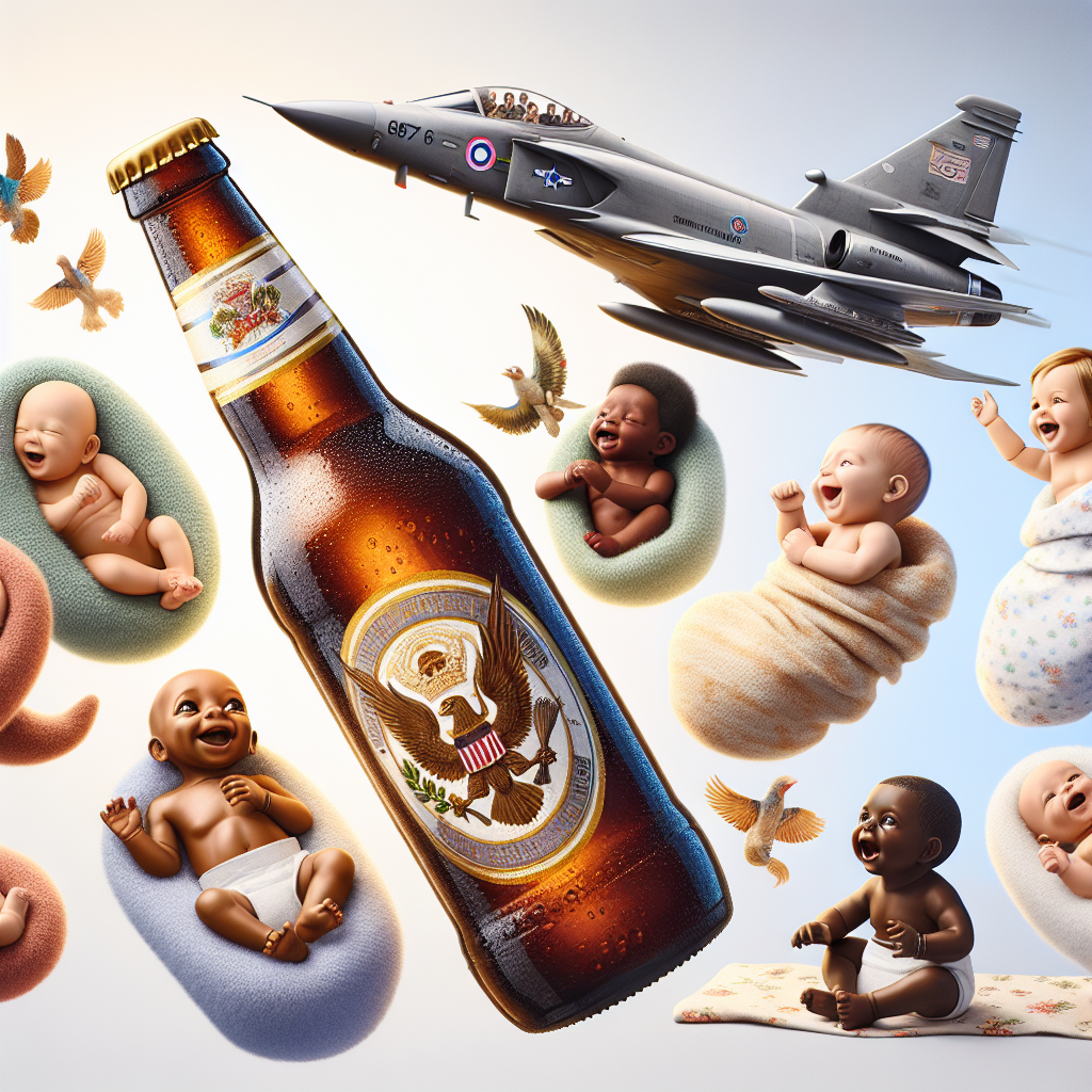Beer, Falcon 900, Babies , and Royal airforce New-baby Card