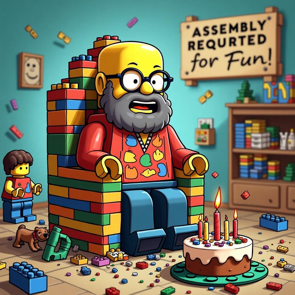 Lego bald man with glasses and  brown grey beard grey beardbeard Birthday Card