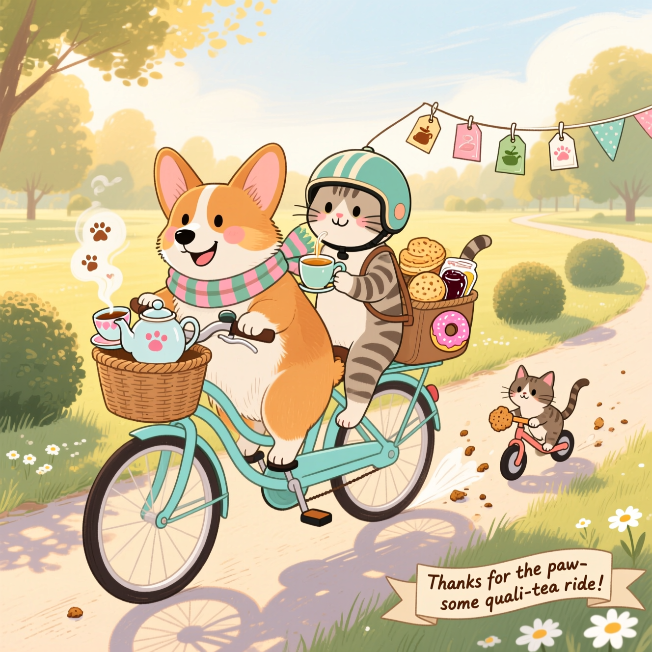 Cats, Dogs , Snacks , Cycling , Tea, and Thank-you Card