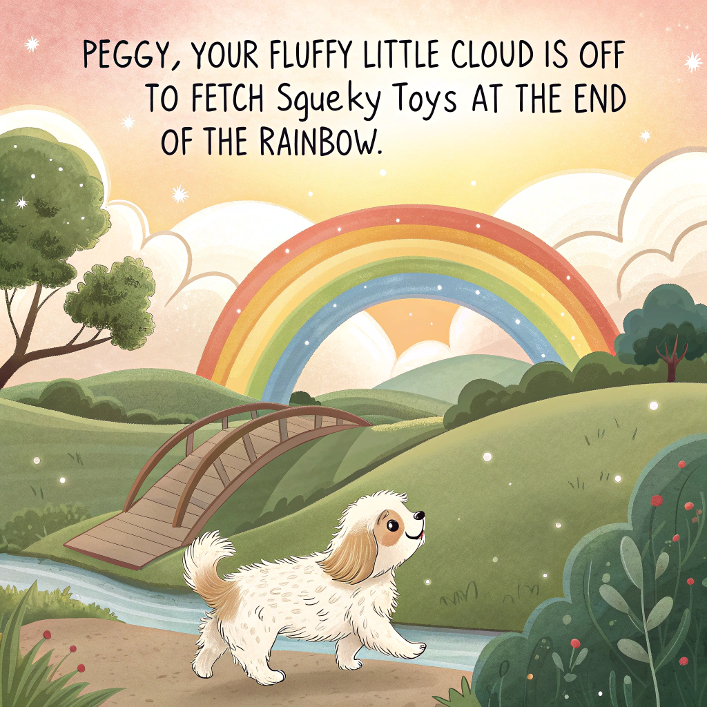 Gold and white shi tzu crossing the rainbow bridge Sympathy Card