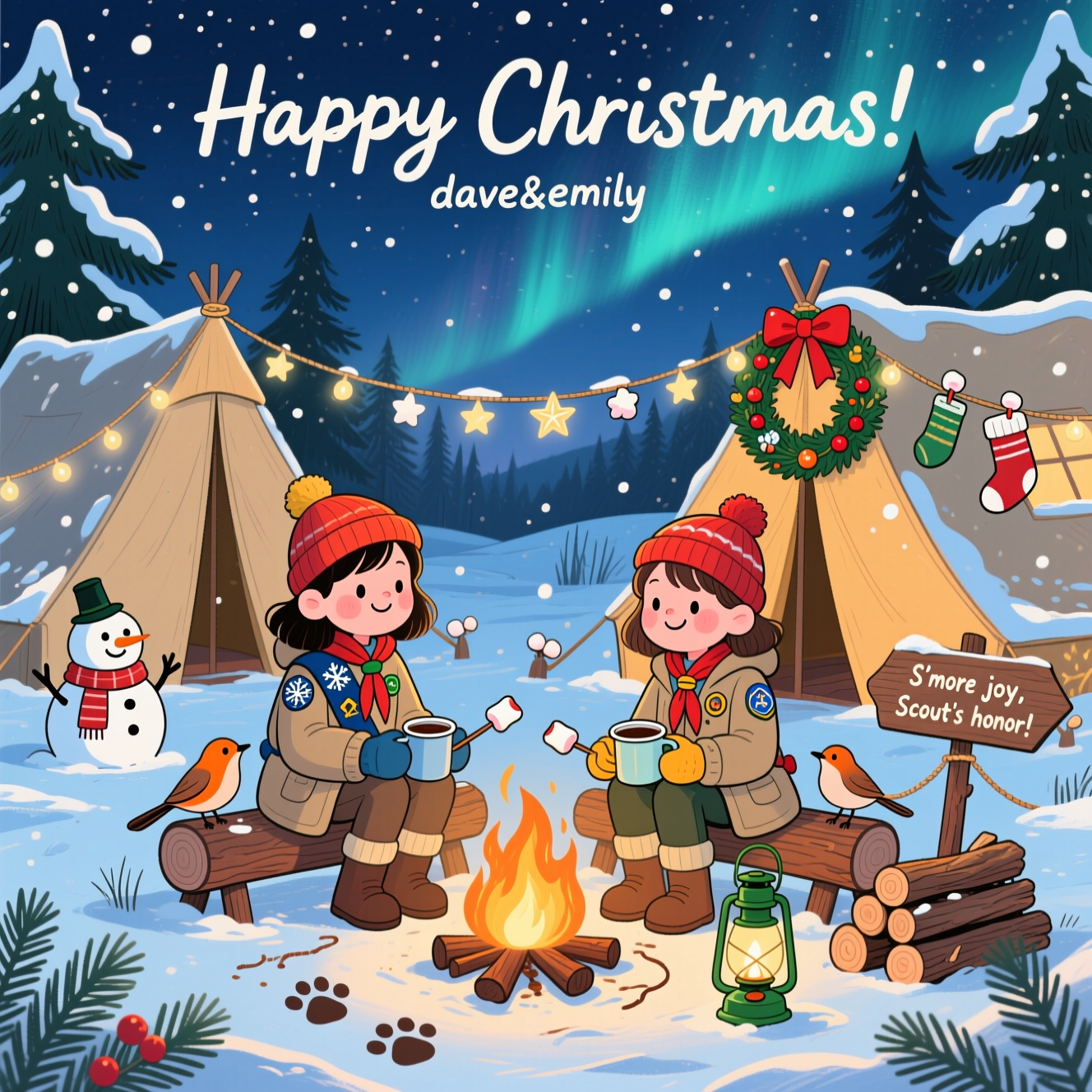 Camping, Scouts/girlguides, and Christmas Card