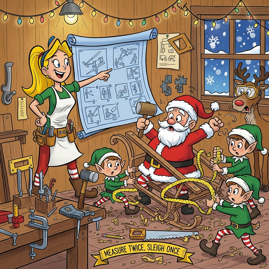 Alice girlfriend , Carpentry , Santa , Instructions , and Christmas Card